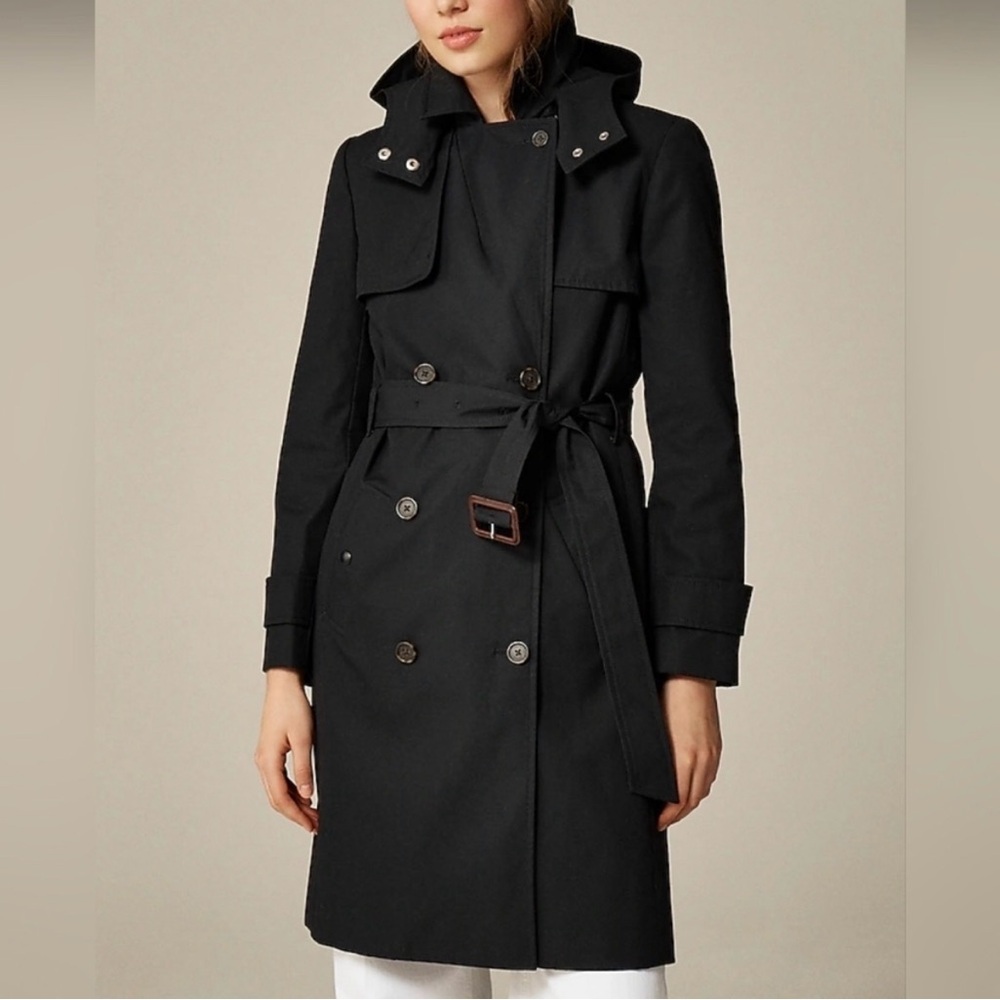 J. Crew NWT Black Trench Coat 00P
